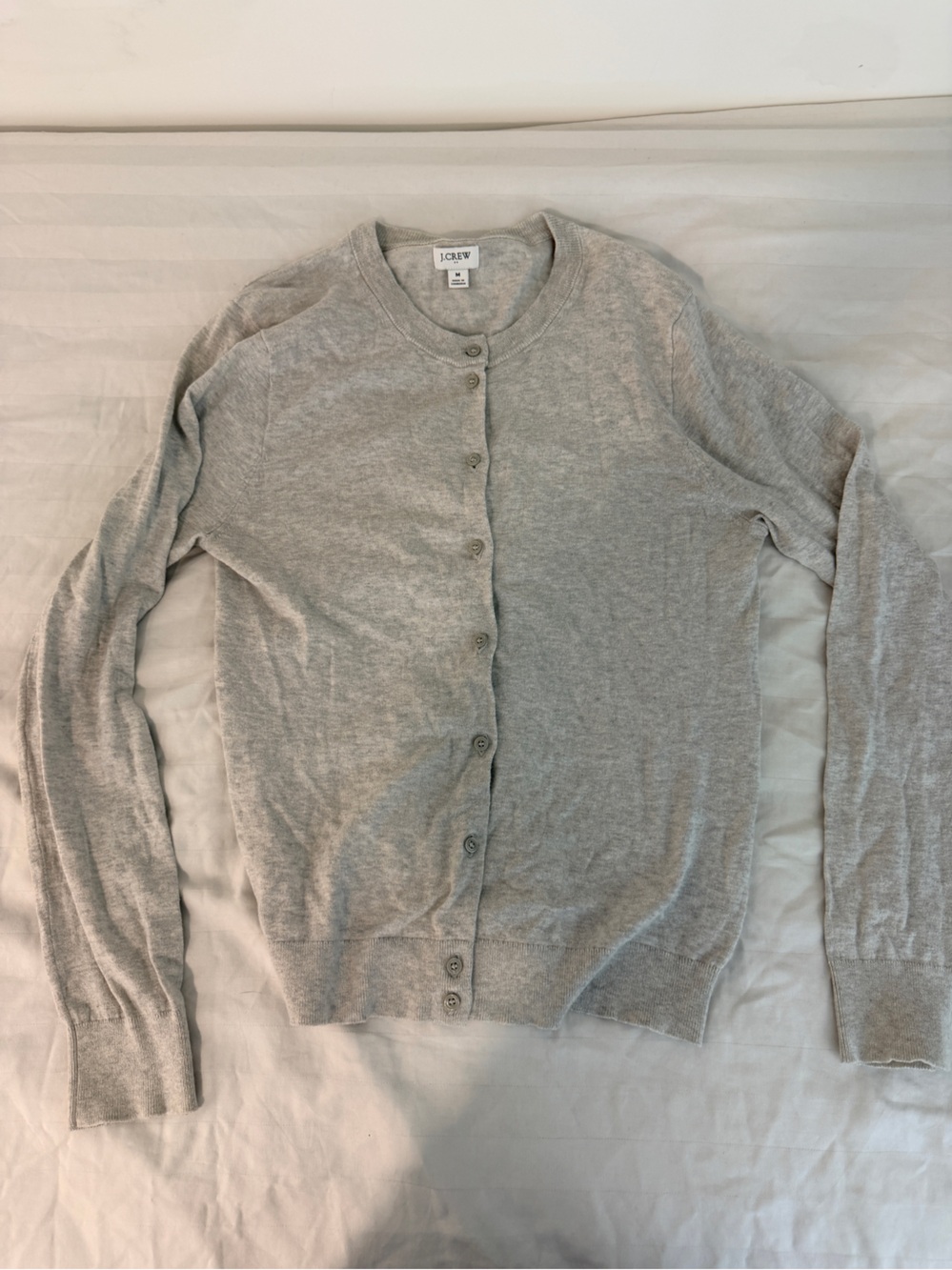 J. crew grey cotton button down cardigan M